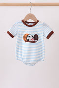 Blue Sports Ball Stripe Applique Bubble